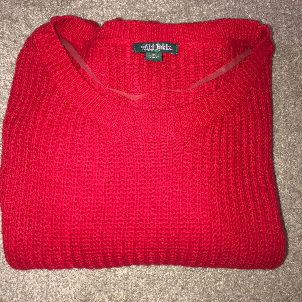 Red Sweater Crop Top